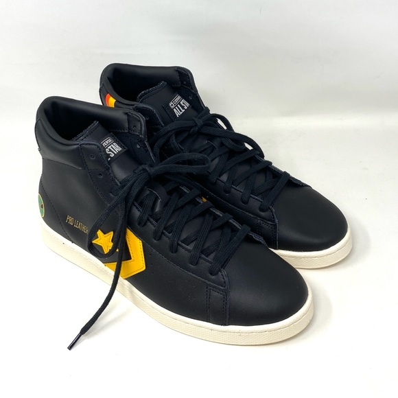 Converse High Top Casual Sneakers Pro Leather Black Yellow Men’s Sizes 171166C - Picture 4 of 8